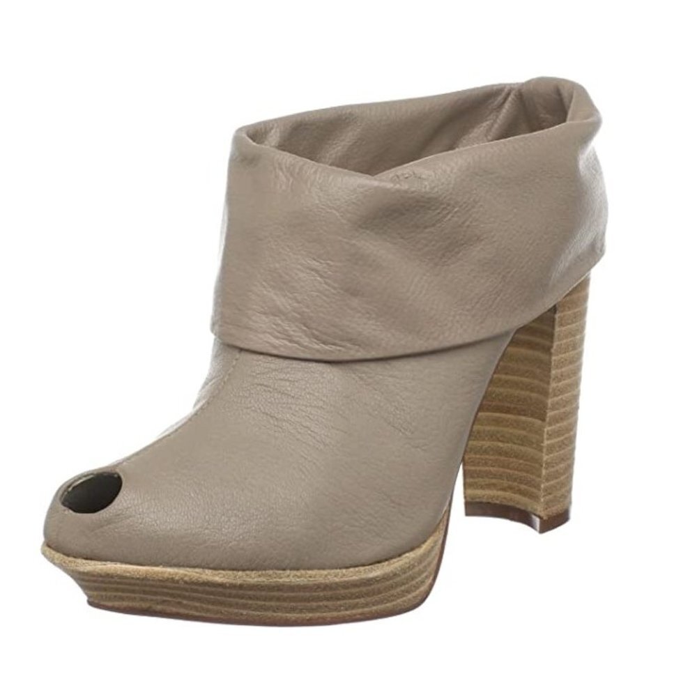MEA SHADOW Tosca LEATHER TAN PEEP TOE BOOTIE D31